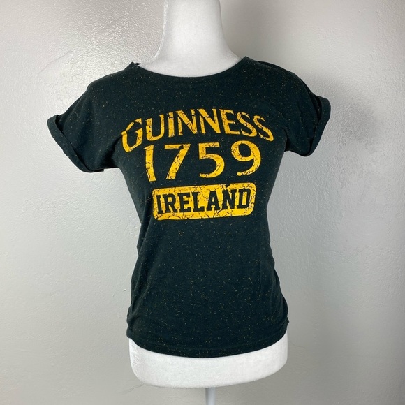 GUINNESS 1759 Ireland Short Sleeve Green Yellow Basic Blouse Top women’s small - Picture 1 of 10